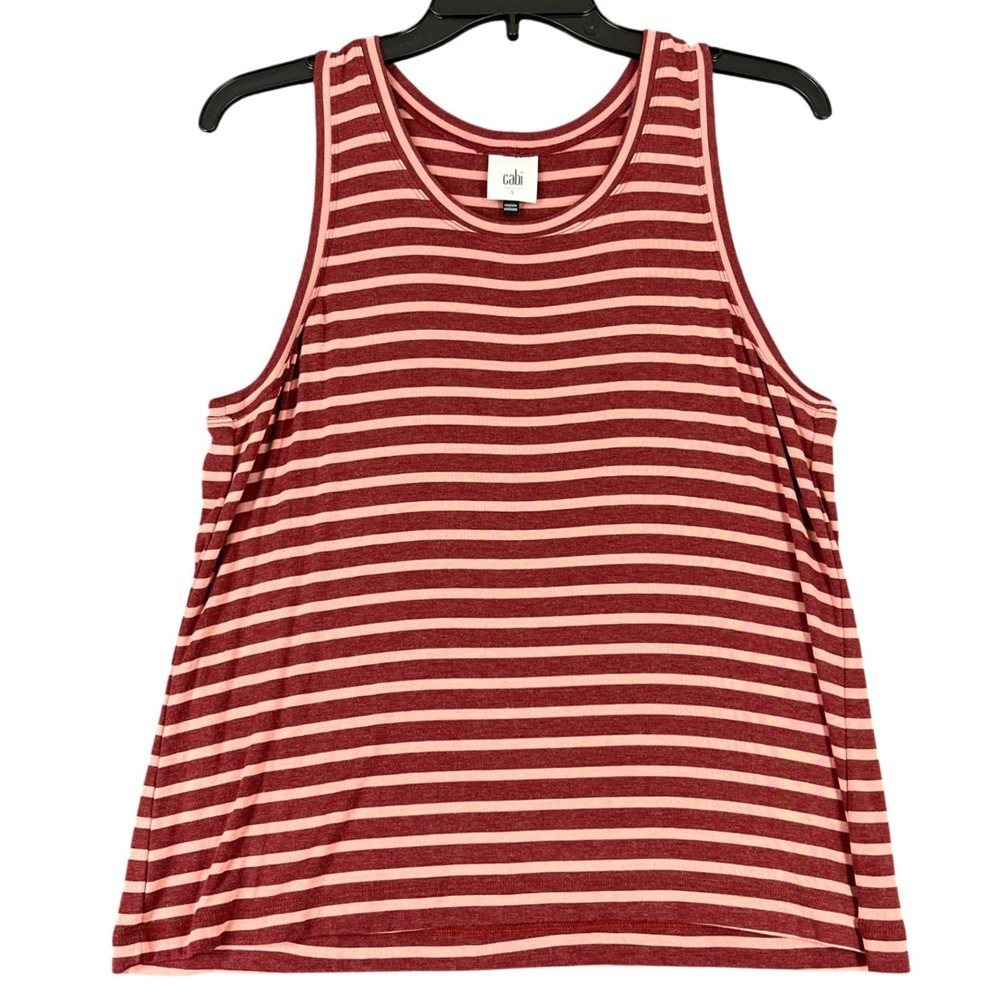 Cabi Striped Sleeveless Layering Tank Top Womens S Red Pink